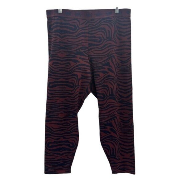 Yitty Fabletics by Lizzo Plus Size 2X Leggings Maroon Zebra Print Cropped Ankle - Picture 1 of 4